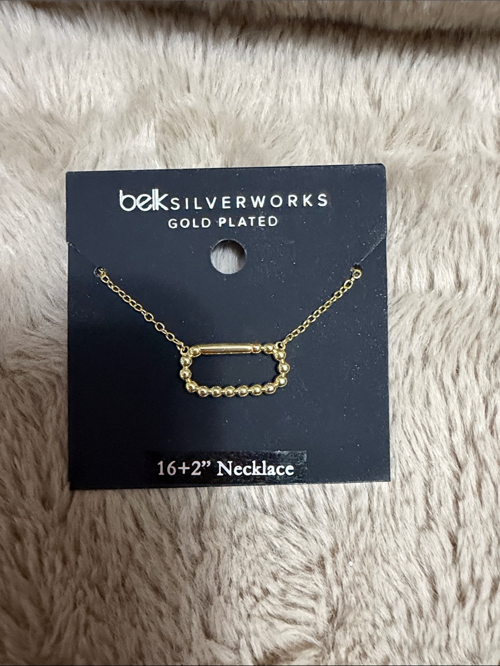 Gold-Plated Beaded Oval Necklace - Gold